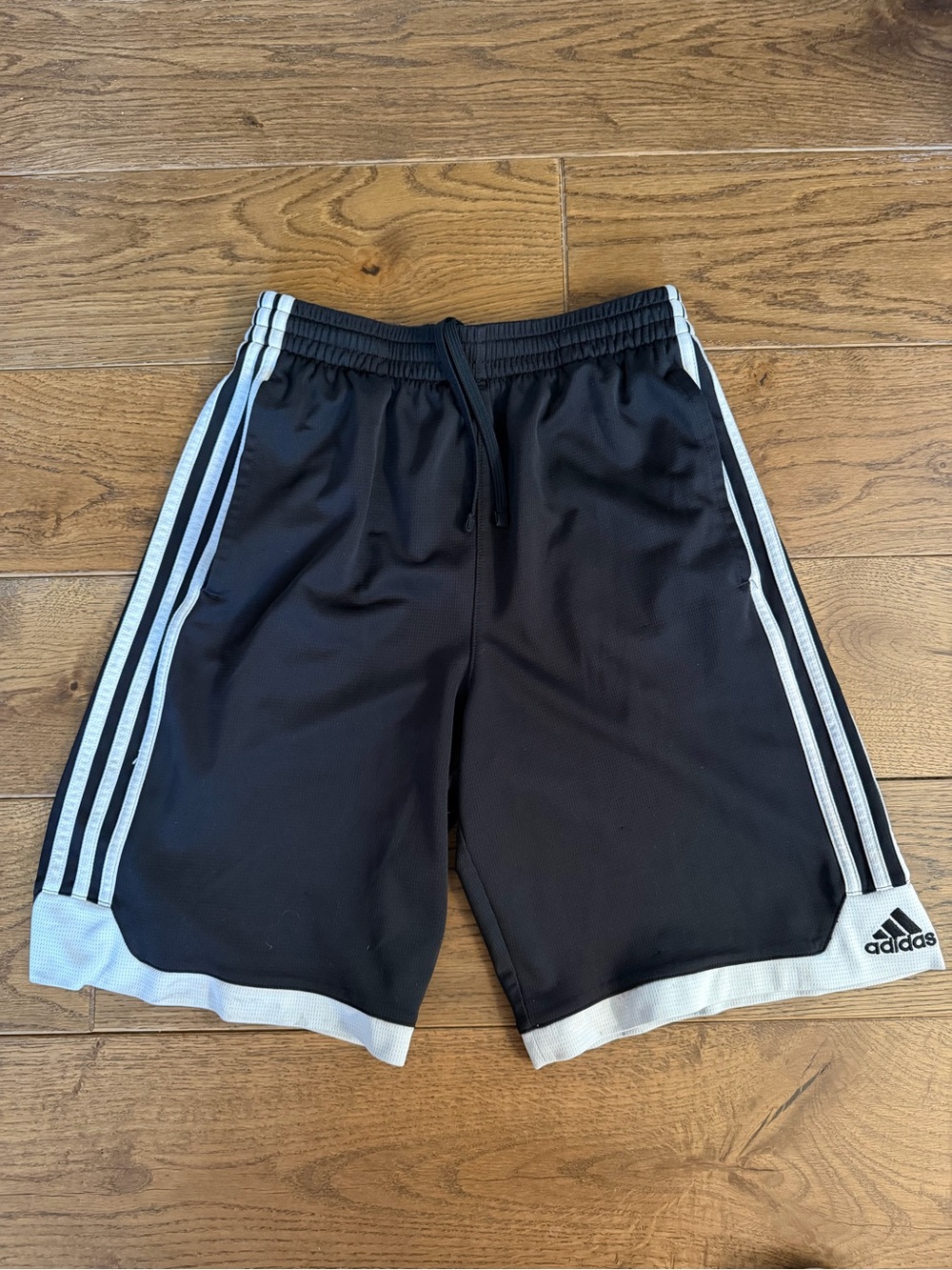 Adiadas Trendy Black Athletic Shorts with White Trim Kids Large/ Women’s XS